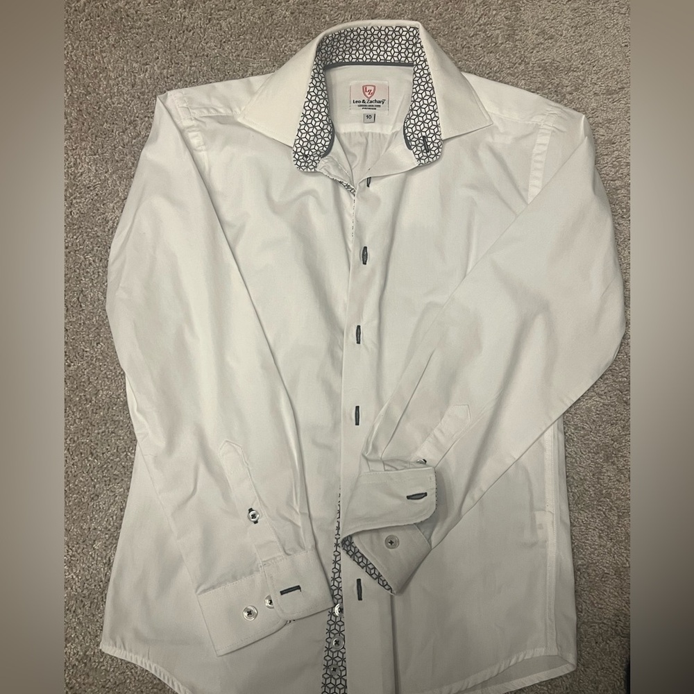 Leo & Zachary Boys White Button Down Shirt
